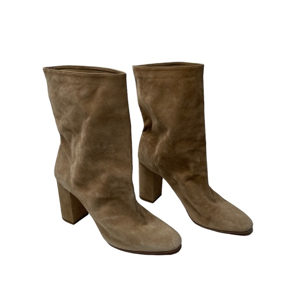 Aquazzura | Boogie Slouchy Scrunch Suede Bootie in Tan 37 - Picture 6 of 13